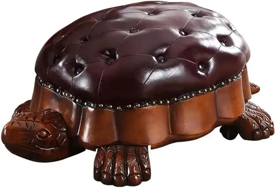 Bespoke Turtle Leather Ottoman, Five Colors