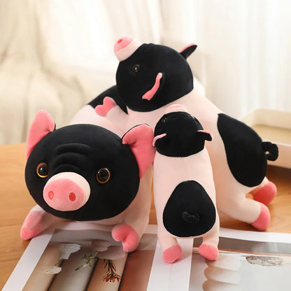 Realistic Black and Pink Pig Plushie, 8-24" | 20-60 cm