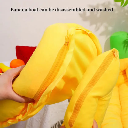 Lit pour animaux en peluche en forme de banane pour animaux pesant jusqu'à 19 lbs (9 kg)