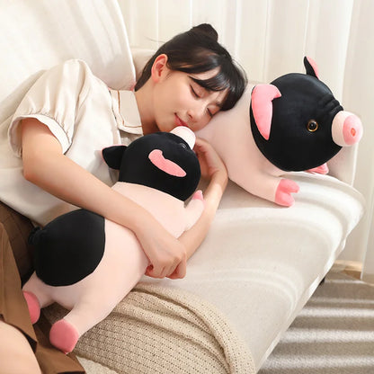 Realistic Black and Pink Pig Plushie, 8-24" | 20-60 cm