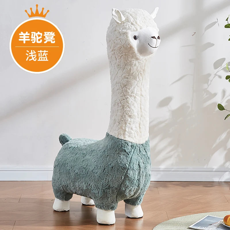 Ottomán de peluche de alpaca acogedor, ocho colores