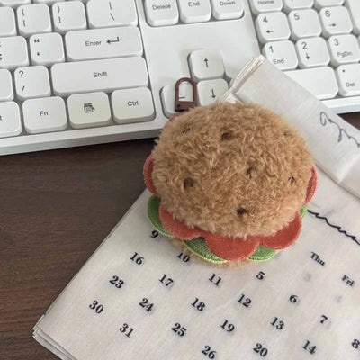 Korean-Style Food Plush Keychain Set | Hamburger, Sandwich & Snack Pendants