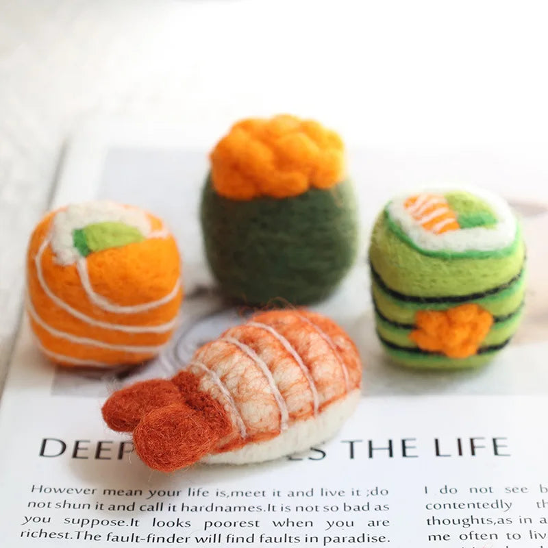 Wool Felt Sushi Plushies – Realistic Mini Food Plush Toys