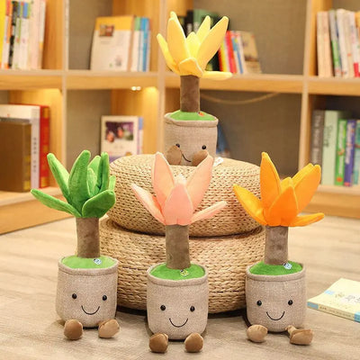 Plushie de Suculenta Drago en Maceta, Cuatro Colores, 14" | 35 centímetros