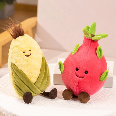 Peluches de frutas de dibujos animados alegres, 4 variedades, 6-10" | 16-25 centímetros