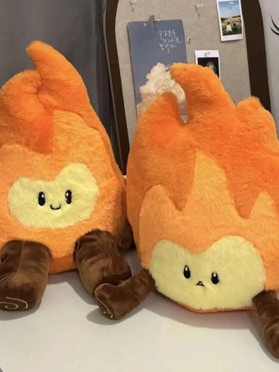 Plush Fire Backrest and Plush Toys – Soft Plush Cartoon Flame with Log Arms