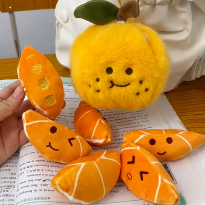 Peelable Orange Plushie Keychain, 4" | 11 cm