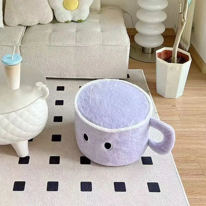 Cozy Cup Plush Footstool – Cute Coffee-Inspired Comfort