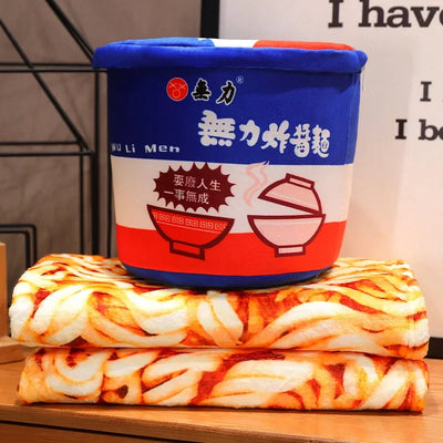 Plushie Instant Noodle Cup with Blanket – Ramen Bowl Pillow Gift
