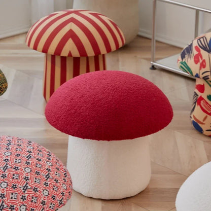 Cozy Cap Plush Mushroom Ottoman - Five Colors