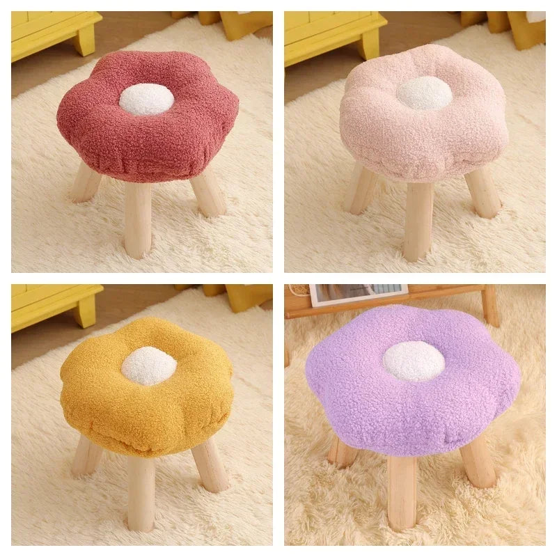 Taburete de Flor de Peluche – Cinco Colores - Lindo, Cómodo y Funcional