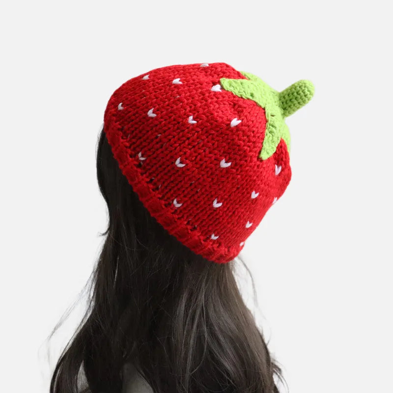 Winter Strawberry Hat | Cute Fruit-Themed Knit Beanie
