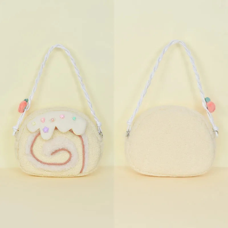 Borsa a spalla Plushie a forma di rotolo di torta, 11"x9" | Dimensioni: 28x23 cm