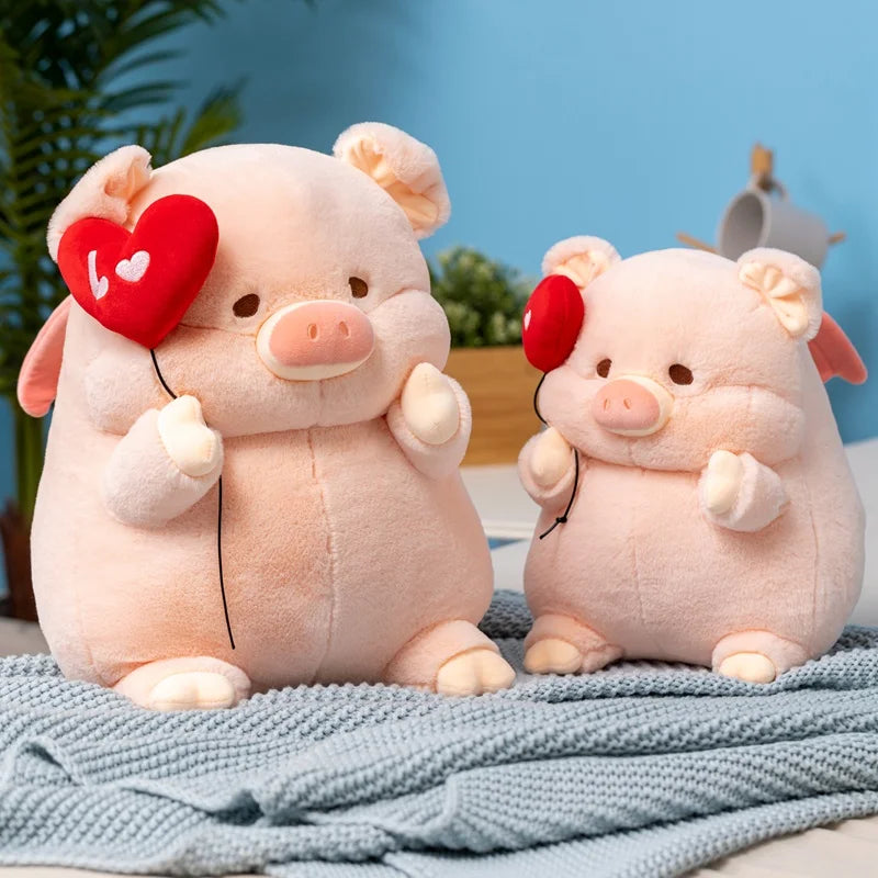 Pig Plushie Holding a Valentine's Heart, 8-12" | 20-30 cm