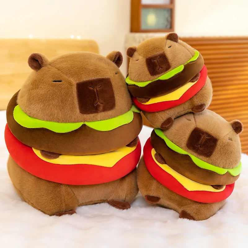 Capybara Hamburger Plushie – Stuffed Animal Toy