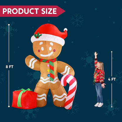 Gingerbread Man Inflatable Lawn Decoration (2.4m/7.9ft)