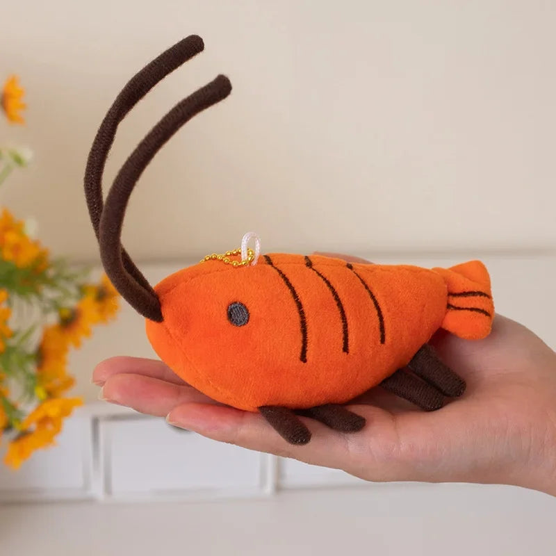 Kawaii Prawn Plush Keychain | Cute Shrimp Bag Charm, 10cm