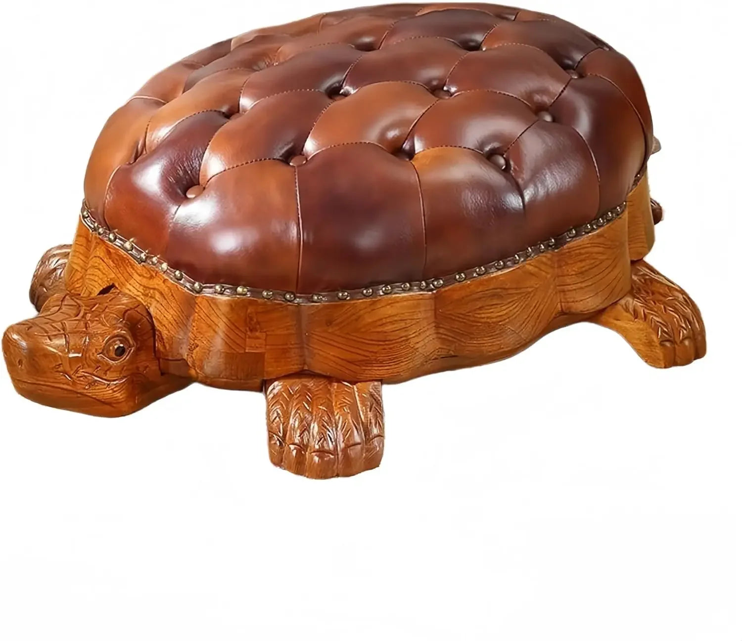 Bespoke Turtle Leather Ottoman, Five Colors