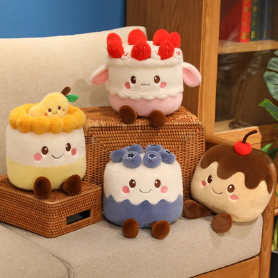 Kawaii Fruit Cake Plush Pillow | Stuffed Cake Slice Toy, 8x12\" | 20x30 cm