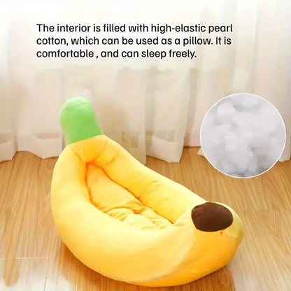 Cama para mascotas en forma de plátano grande para mascotas de hasta 33 lbs (15 kg)