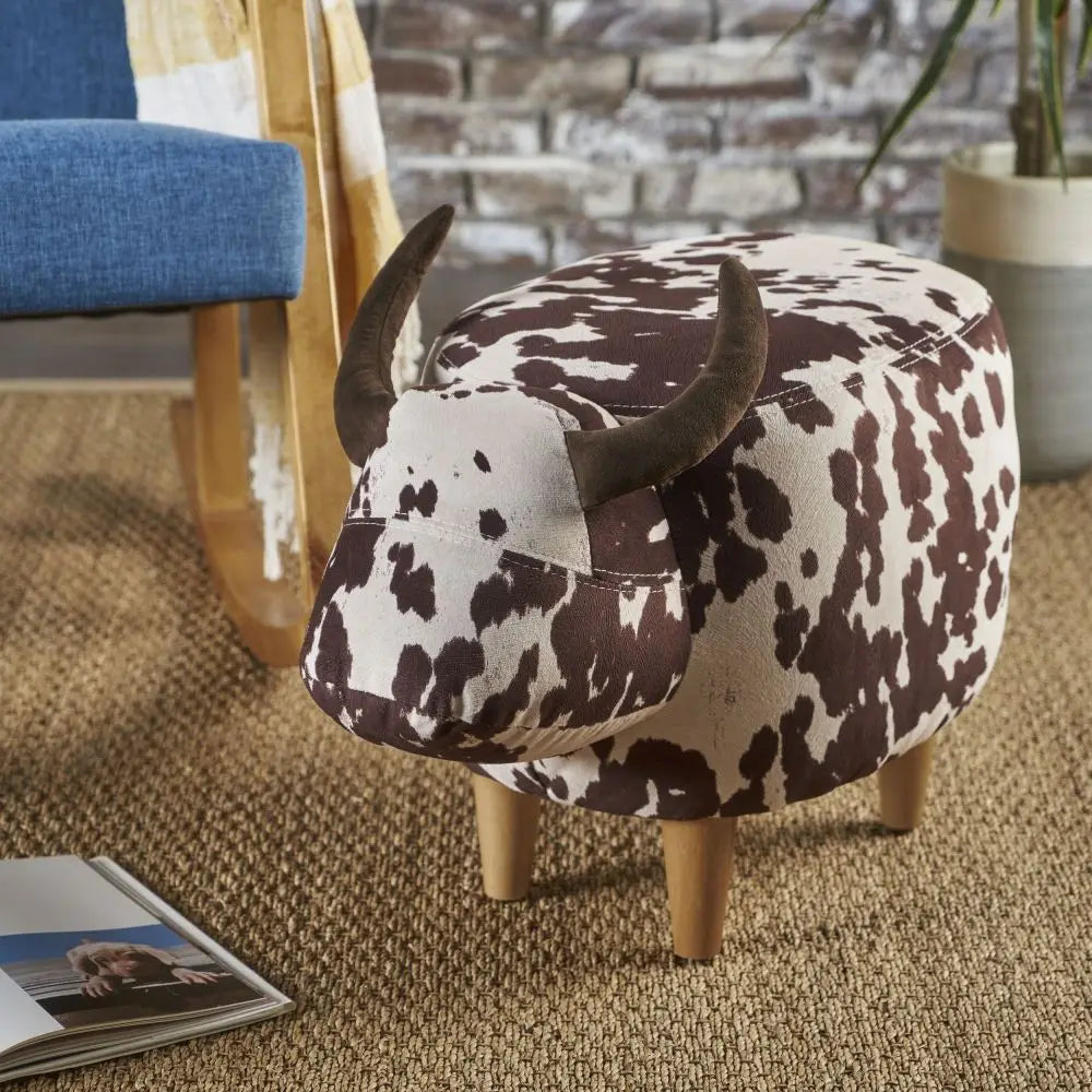 Cow Ottoman with Velvet Fabric in Two Colors