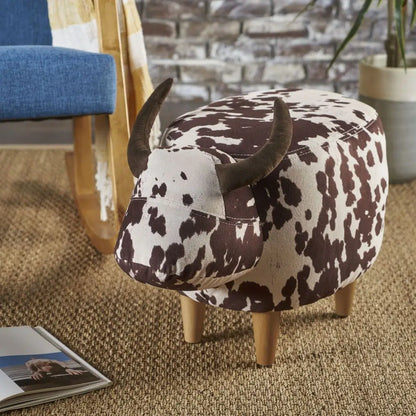 Cow Ottoman with Velvet Fabric in Two Colors