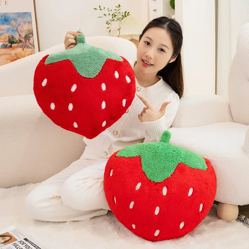 Strawberry Throw Pillow | Plush Fruit Sofa Cushion