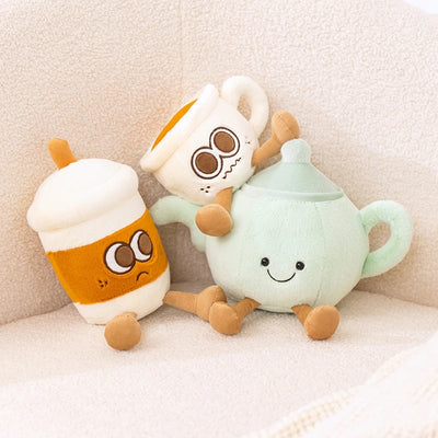 Plush Coffee Cup Mug Teapot Stuffed Toy | Cute Drink Character Pillow