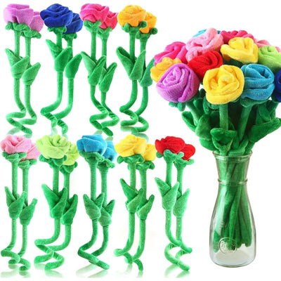 Stiel-Rosen-Plüschtiere, neun Farben, 13" | 32 cm