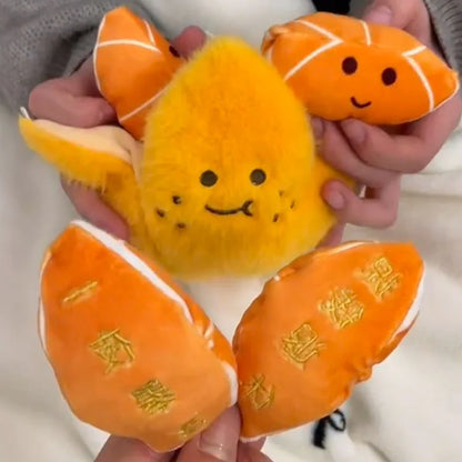 Peelable Orange Plushie Keychain, 4" | 11 cm