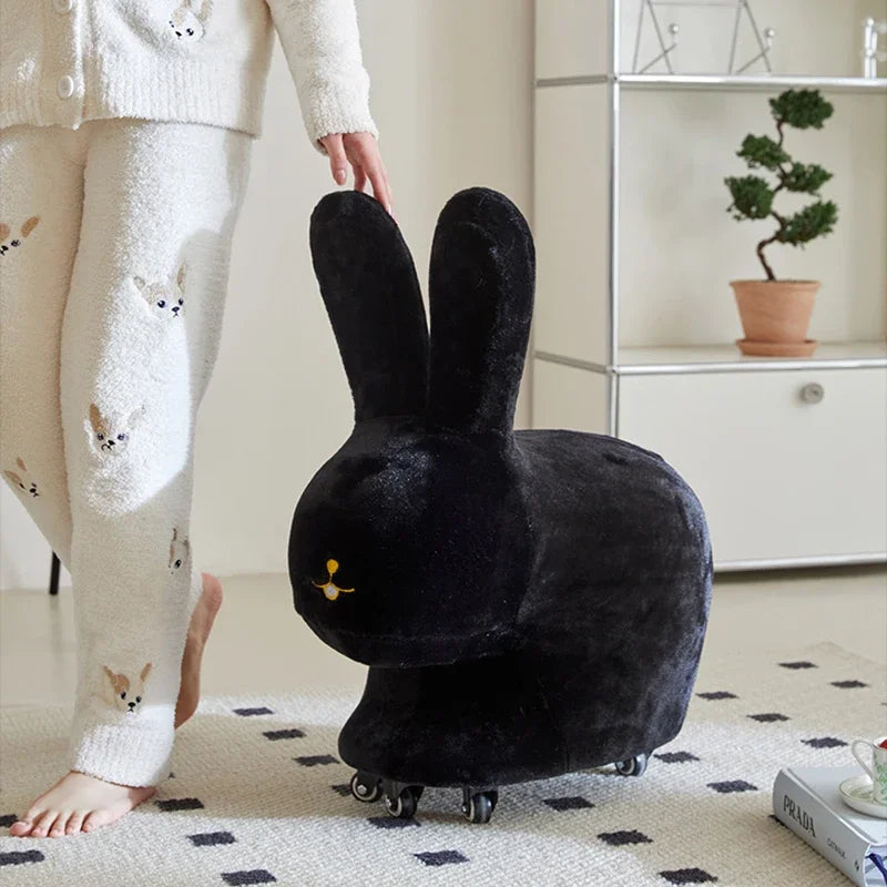 Ottomán de peluche de conejo con ruedas - Dos colores