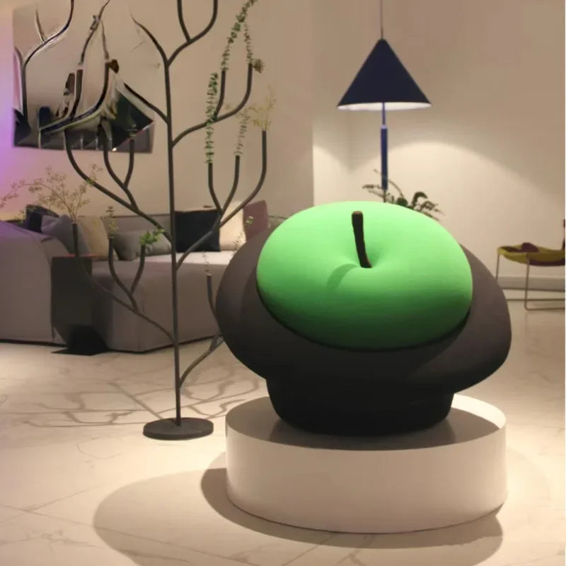 Black Hat & Apple Ottoman – Whimsical Home Decor