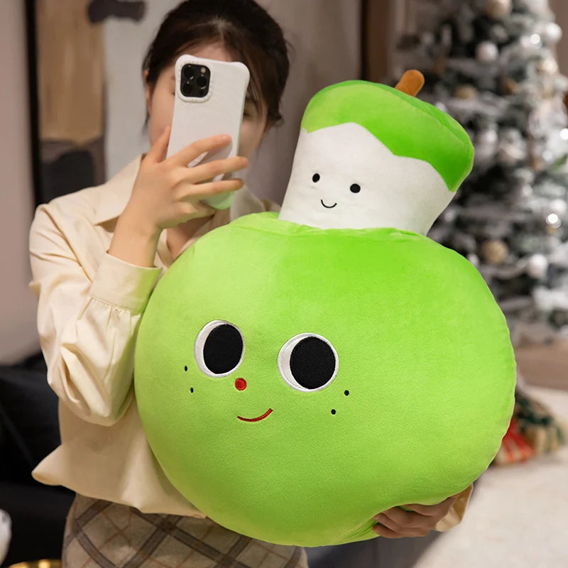 Kawaii Apple Plushie – Red, Yellow & Green, 12-16" | 30-40 cm