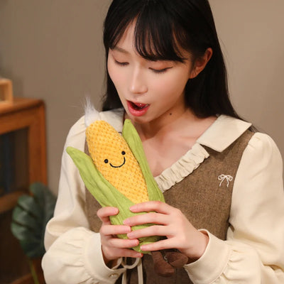 Smiling Vegetable Plush Dolls with Legs | Corn, Asparagus & Carrot Stuffed Toys