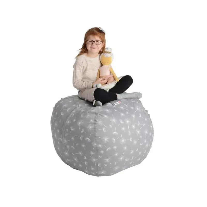 Organisateur de pouf rayé en peluche | Élégant et fonctionnel