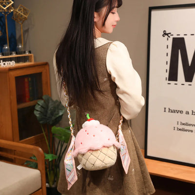 Strawberry Plush Dessert Bag – Kawaii Mini Crossbody, 9" | 23 cm