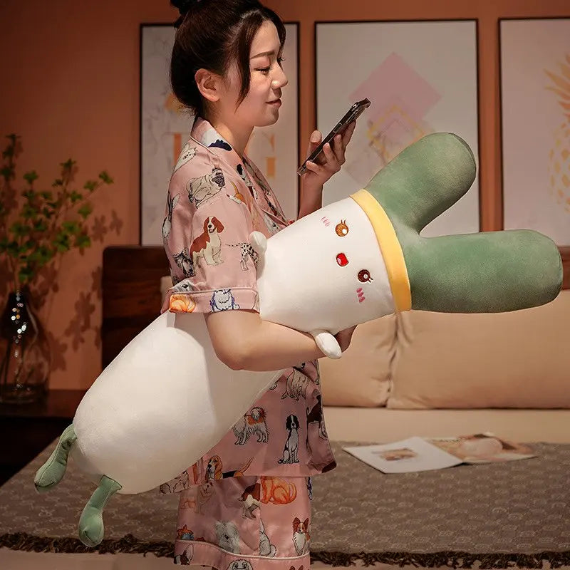 Cojín de Cuerpo de Cebolla Verde Kawaii – Juguete de Peluche Gigante para Noches Acogedoras