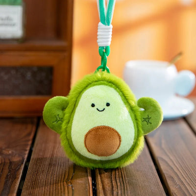 Mini Fruit Plush Keychain Set | Pear, Avocado, Pineapple, Lemon & Banana Pendants, 5\" | 12 cm
