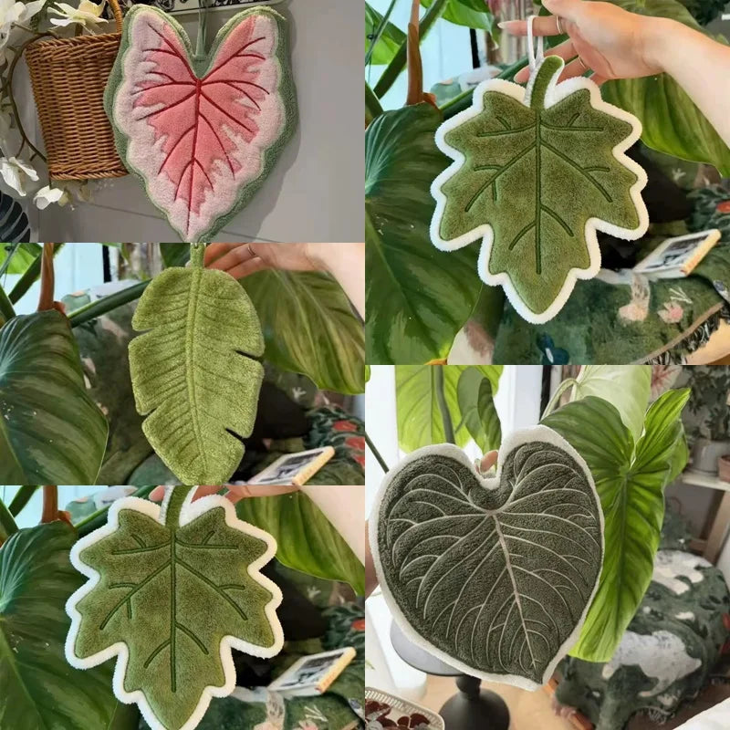 Leaf-Shaped Hand Towel – Hanging Kitchen Handkerchief