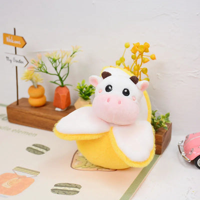 Banana Duck & Mango Cow Plush Keychain Pendant