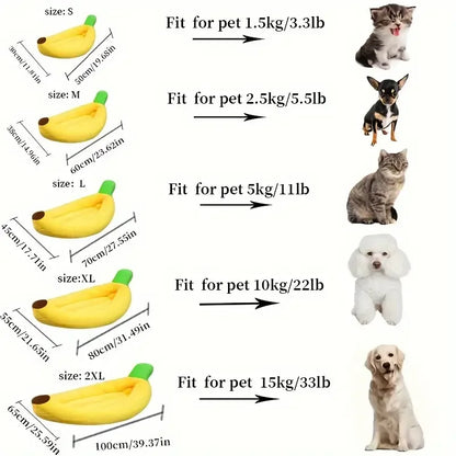 Pluche Bananen Huisdierbed voor Huisdieren Tot 19 lbs (9 kg)