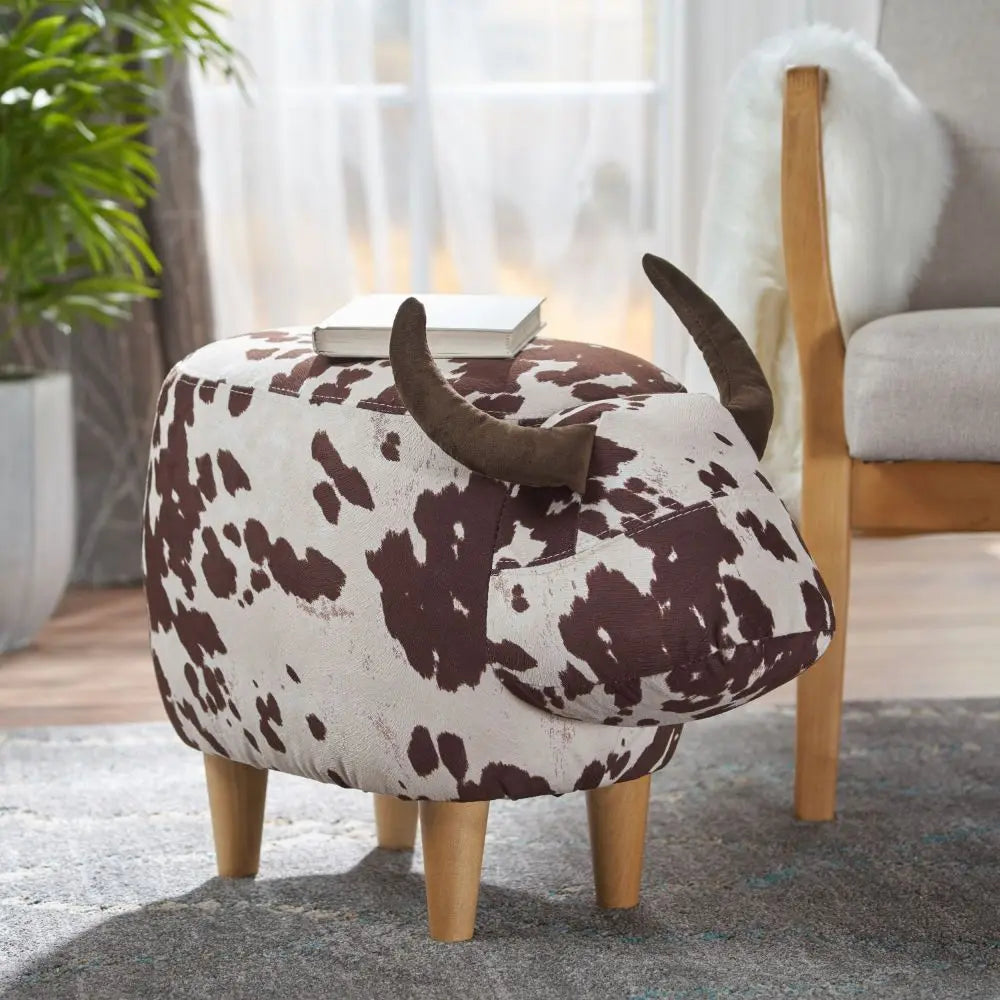 Cow Ottoman with Velvet Fabric in Two Colors