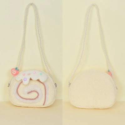 Borsa a spalla Plushie a forma di rotolo di torta, 11"x9" | Dimensioni: 28x23 cm