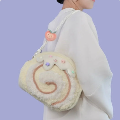 Cake Roll Plushie Shoulder Bag, 11"x9" | 28x23 cm