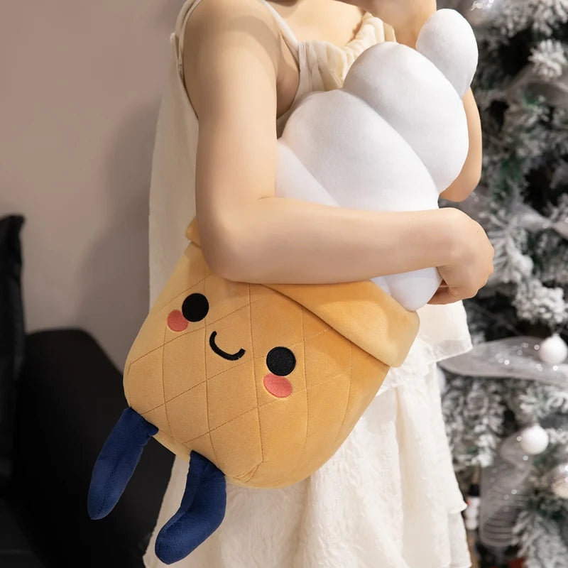 Ice Cream Plush Throw Pillow – Kawaii Smiling Soft Dessert Cushion
