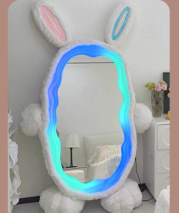 Plush Rabbit Body Mirror with LED Lights | 39" x 75" (100 x 190 cm)