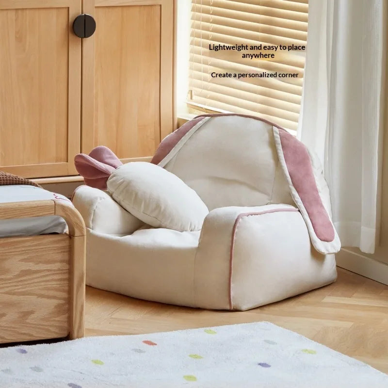 Cozy Bunny Children's Reading Chair with Carrot Pillow Plushie