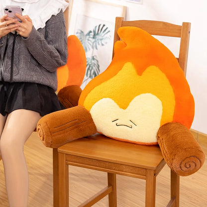 Plush Fire Backrest – Soft Plush Cartoon Flame with Log Arms