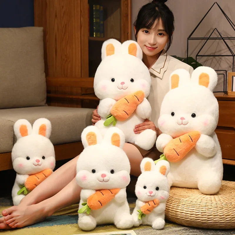 Carrot-Hugging Bunny Plushie, 10-20" | 26-50 cm