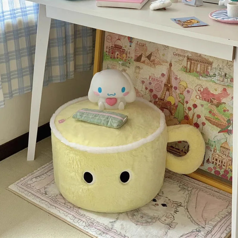 Cozy Cup Plush Footstool – Cute Coffee-Inspired Comfort